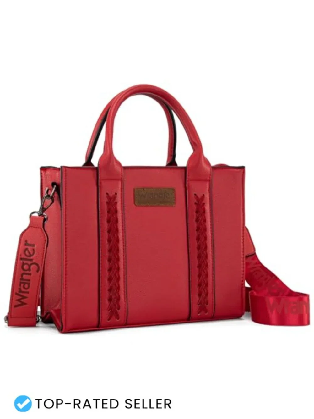 Faux Leather Quilted Satchel Tote with Whipstitch Detailing